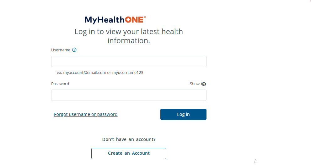MyHealthONE Login