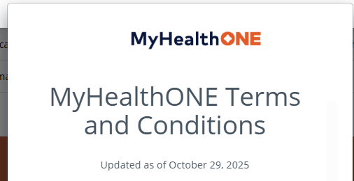 MyHealthONE Terms and Conditions